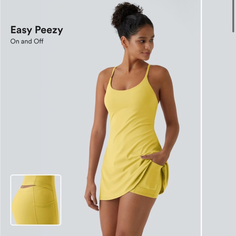 HALARA Yellow Mini Dress, sporty, adorable, casual, comfortable buttery soft!